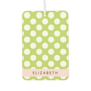 Désodorisant Pour Voiture Pois verts, Motif Pointe Polka, Votre Nom