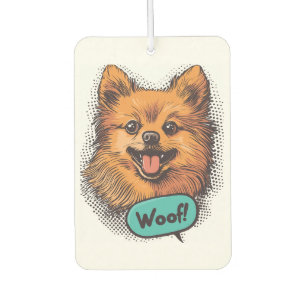 Désodorisant Pour Voiture Pomeranian Pop Art � Chien de Bande Dessinée Rétro