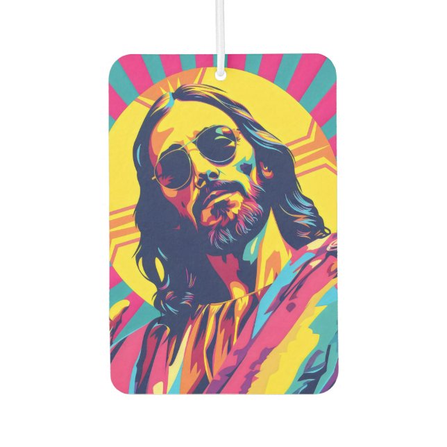 Désodorisant Pour Voiture Pop Art Cool Jésus (Devant)