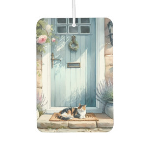 Désodorisant Pour Voiture Porche Floral Cottagecore avec Chat Calicot