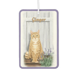 Désodorisant Pour Voiture Porte de Lavande Orange Tabby Chat Personnalisé