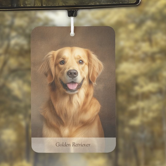 Désodorisant Pour Voiture Portrait de chien Golden Retriever (Golden Retriever Dog Portrait Air Freshener)