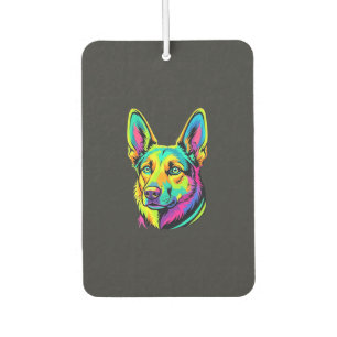 Désodorisant Pour Voiture Portrait vectoriel coloré de chien néon