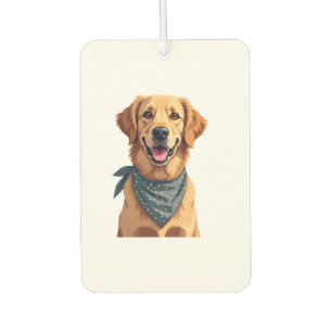 Désodorisant Pour Voiture Portrait vintage de Golden Retriever avec ba