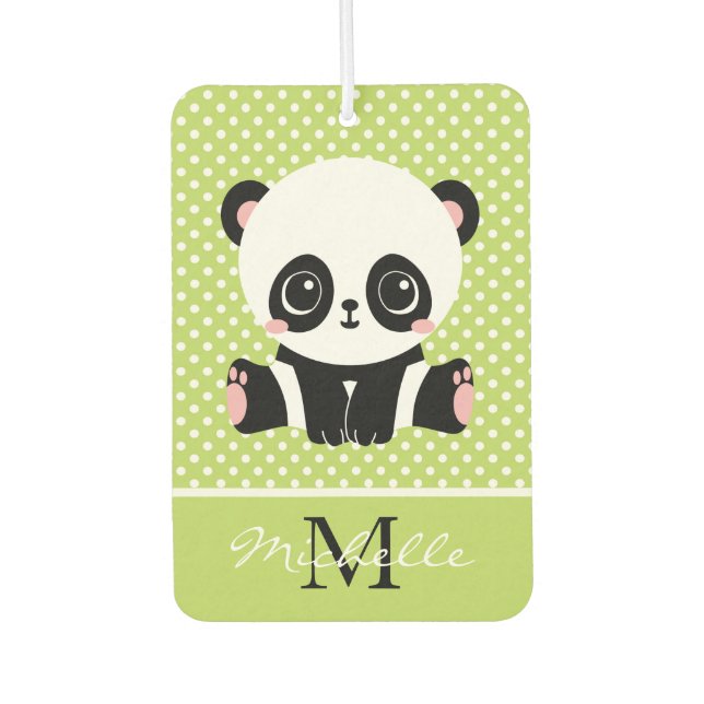 Désodorisant Pour Voiture Pot Polka personnalisé Monogram Cute Panda (Devant)