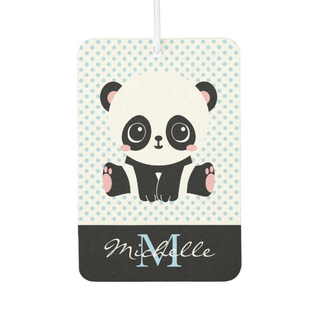 Désodorisant Pour Voiture Pot Polka personnalisé Monogram Cute Panda (Devant)