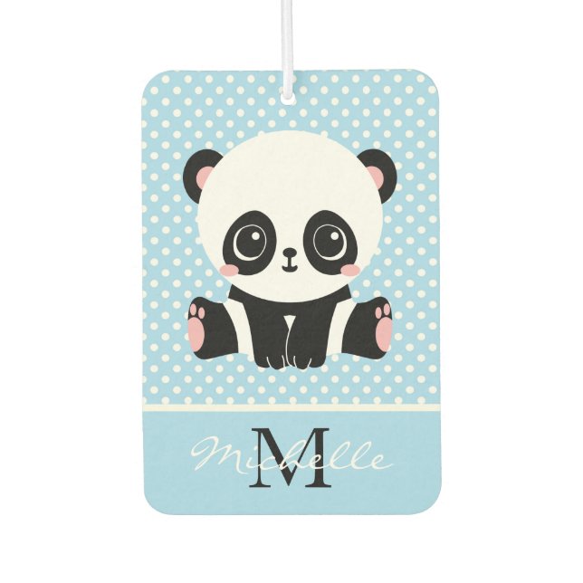 Désodorisant Pour Voiture Pot Polka personnalisé Monogram Cute Panda (Devant)