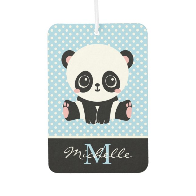 Désodorisant Pour Voiture Pot Polka personnalisé Monogram Cute Panda (Devant)