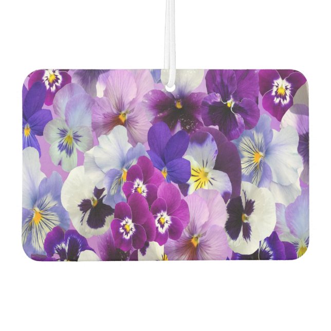 Désodorisant Pour Voiture Purple Bleu Blanc Pansy Fleurs Florales (Devant)