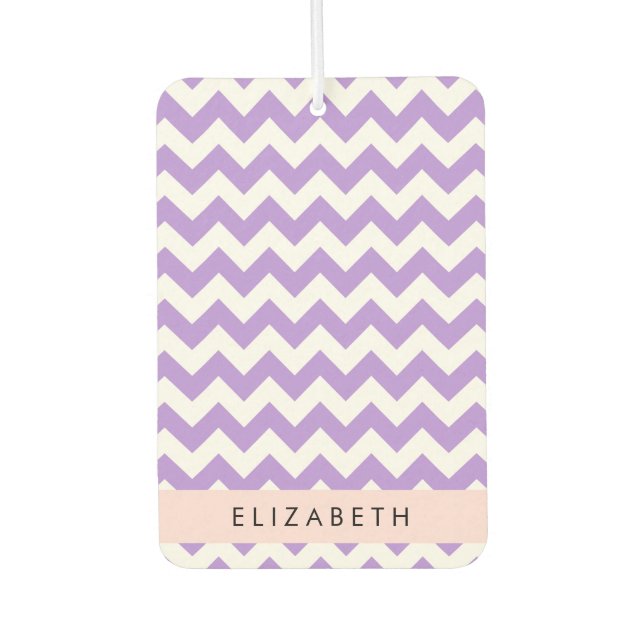 Désodorisant Pour Voiture Purple Zigzag, Purple Chevron, Votre Nom (Devant)