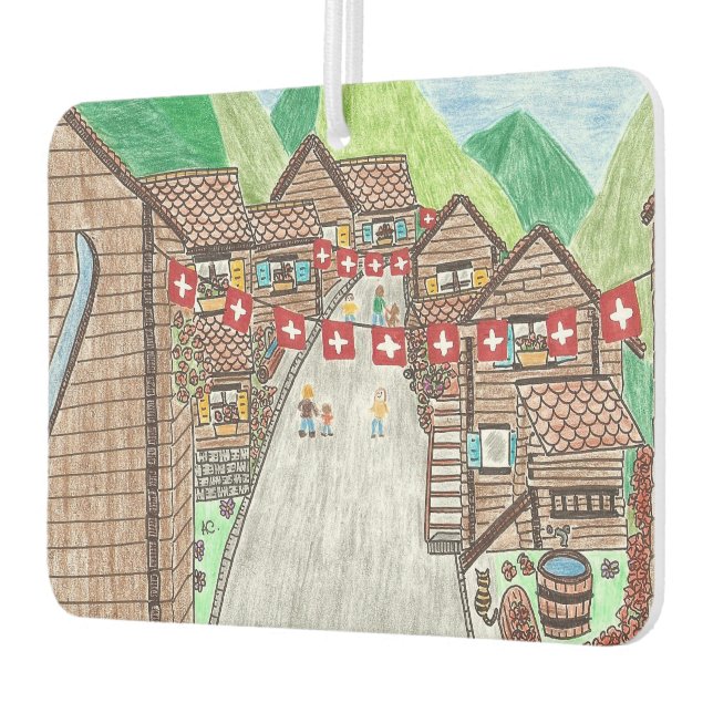 Désodorisant Pour Voiture Rafraîchiseur d'air de voiture de village suisse (Gauche)