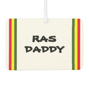 Désodorisant Pour Voiture RAS DADDY Bandes rouges jaunes et vertes sur fon