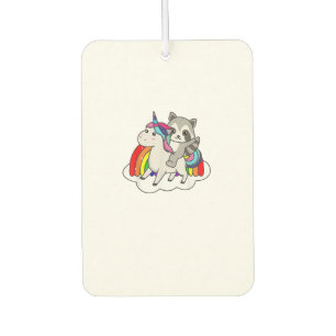Désodorisant Pour Voiture Raton laveur sur licorne animaux arc-en-ciel licor
