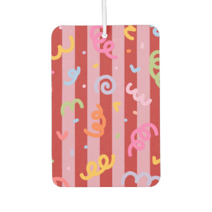 Désodorisant Pour Voiture Rayé rose et rouge, avec motif confettis 