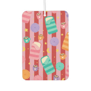 Désodorisant Pour Voiture Rayures roses et rouges avec motif de soirée pyjam