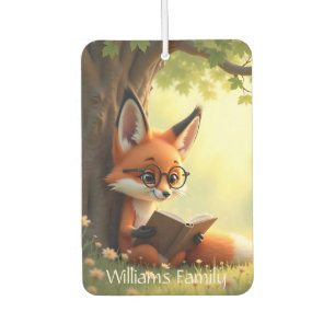Désodorisant Pour Voiture Renard mignon lisant un livre, personnalisé
