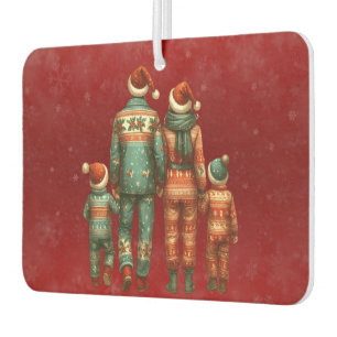 Désodorisant Pour Voiture Retour face à la famille de quatre dans Noël PJ's