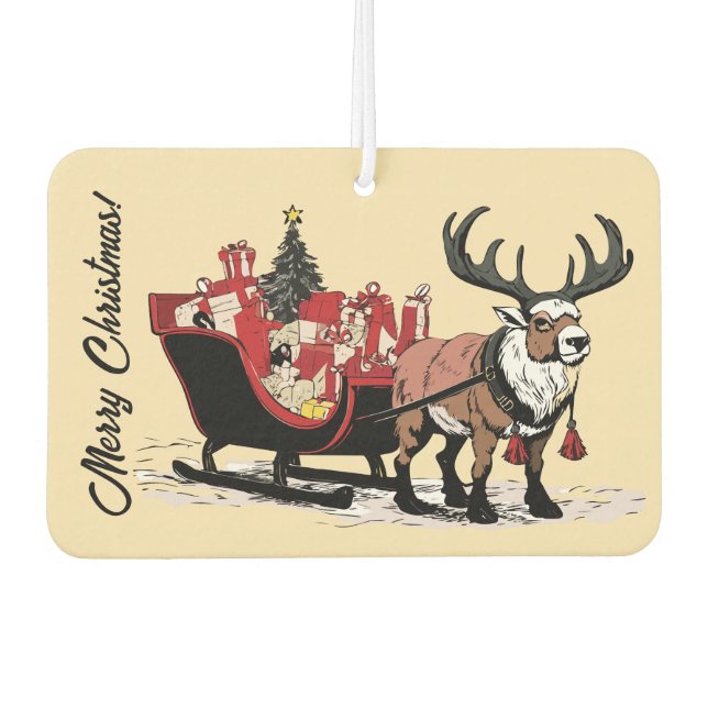 Désodorisant Pour Voiture Retro Père Noël Sleigh Cristmas Air Freshener (Devant)