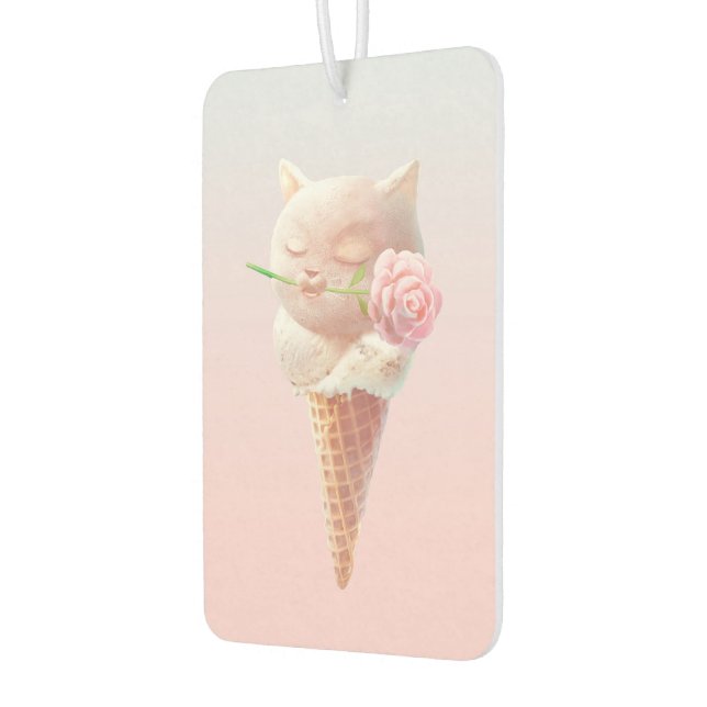 Désodorisant Pour Voiture Romantic Rose: Miss Meow Pink Ice Cream Cone Art (Gauche)