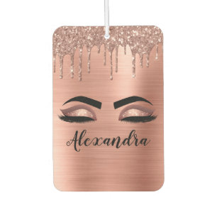 Désodorisant Pour Voiture Rose Gold Glitter Sparkle Eyelashes Monogram
