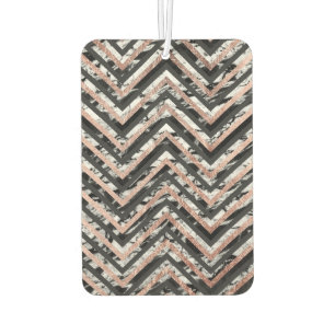 Désodorisant Pour Voiture Rose noir et Marbre blanc Or Chevron Zigzag