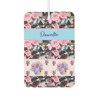 Désodorisant Pour Voiture Rose Rose Pâle Chic Aquarelle Roses Rose Bleu
