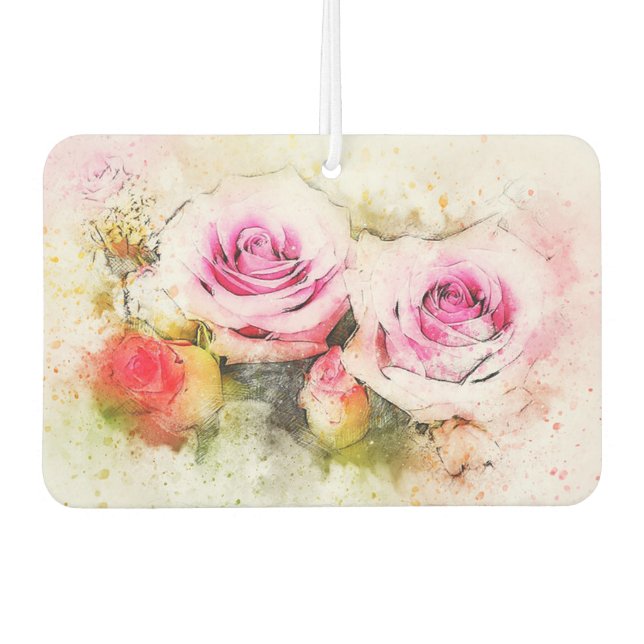 Désodorisant Pour Voiture Roses aquarelle (Devant)