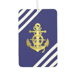 Désodorisant Pour Voiture Roue/ancre marine marine/bande bleue/or