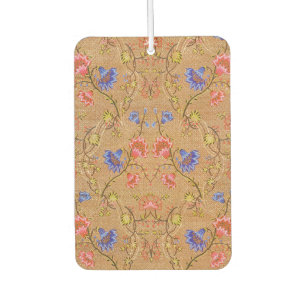 Désodorisant Pour Voiture Rouge Impérial & Or Broderie Florale en Soie