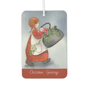 Désodorisant Pour Voiture Salutations vintages de Noël pour les filles
