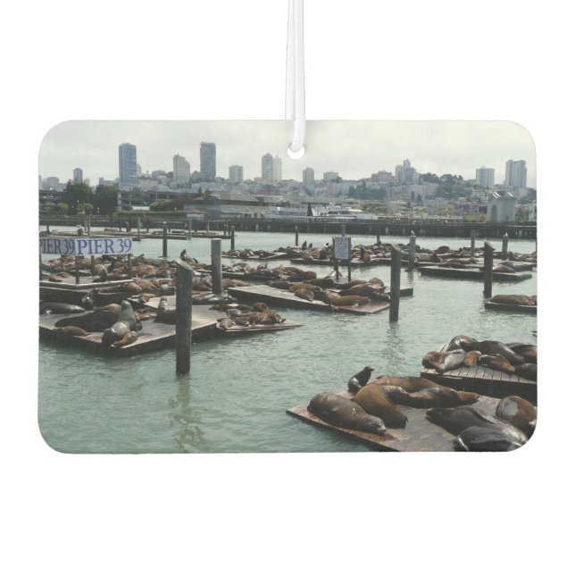Désodorisant Pour Voiture San Francisco et Pier 39 Sea Lions City Skyline (Devant)