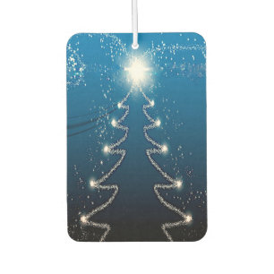 Désodorisant Pour Voiture Sapin de Noël Ciel Bleu Étoiles Brillantes Rustiqu