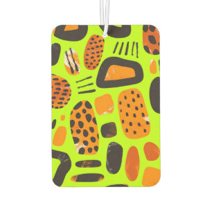 Désodorisant Pour Voiture "Savanna Pop : Vibes tribales en orange et noir"