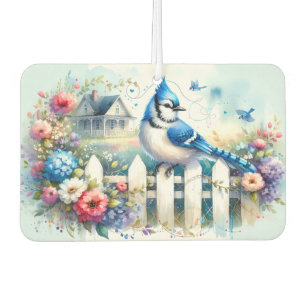 Désodorisant Pour Voiture Scène de clôture de jardin de cottage au geai bleu