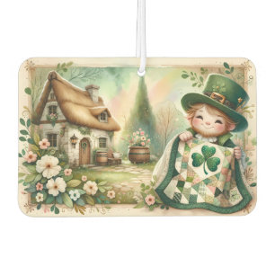 Désodorisant Pour Voiture Scène de courtepointe patchwork Cottage Leprechaun