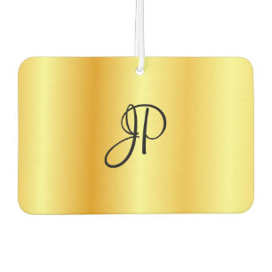 Désodorisant Pour Voiture Script tendance Monogram Faux Gold Modèle Élégant