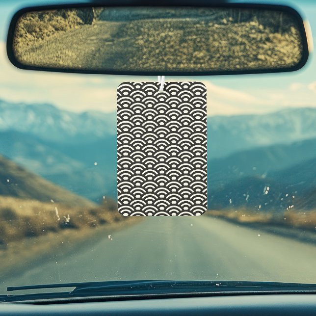 Désodorisant Pour Voiture Seigaiha, Waves, Japanese, Black and White (Créateur téléchargé)