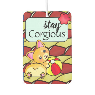 Désodorisant Pour Voiture Séjournez Corgi Motivation avec Beach Ball
