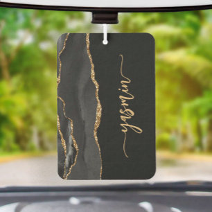 Désodorisant Pour Voiture Signature personnalisée Agate noire or