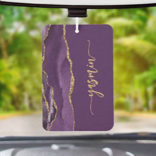 Désodorisant Pour Voiture Signature Personnalisée Agate Violette Or