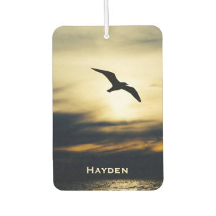 Désodorisant Pour Voiture Silhouette Flying Bird Sunset Personnalisé