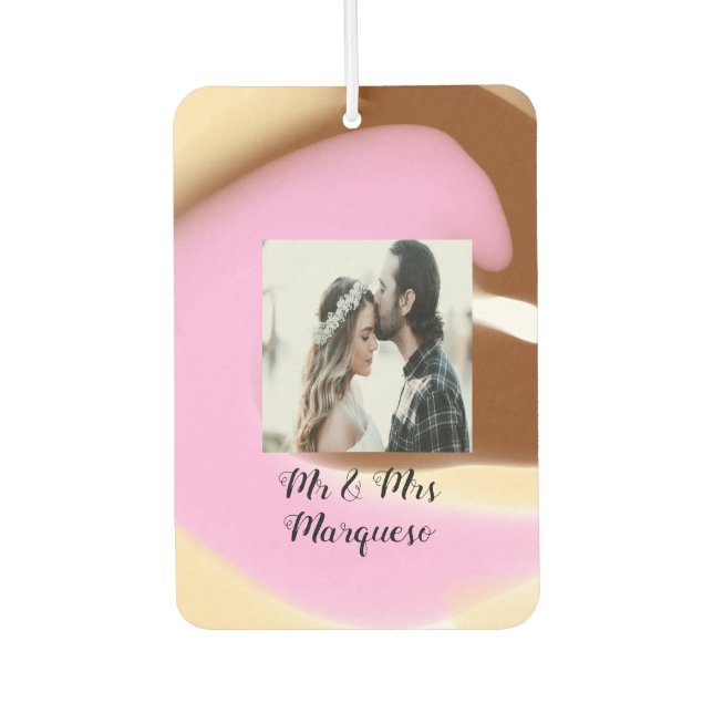 Désodorisant Pour Voiture simple minimum ajouter votre nom photo rose jaune  (Devant)