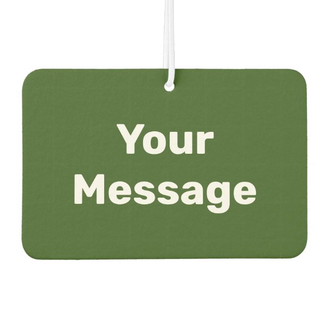 Désodorisant Pour Voiture Simple vert et blanc Votre message Modèle texte (Devant)