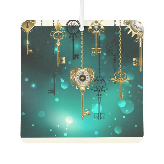 Désodorisant Pour Voiture Skeleton Keys on Green Background (Devant)