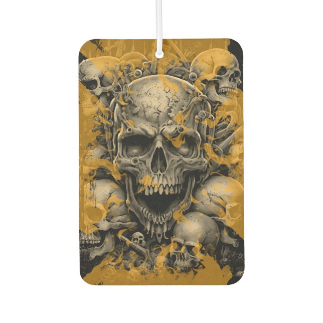 Désodorisant Pour Voiture Skulls Sepia Tone Flames Gothic Scary Lifestyle (Devant)