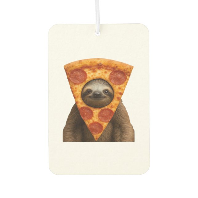 Désodorisant Pour Voiture Sloth pizza funny weird prank meme cute happy chri (Devant)