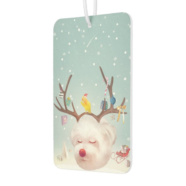 Désodorisant Pour Voiture Smile Pup: Reindeer Antlers Christmas Bichon (Gauche)