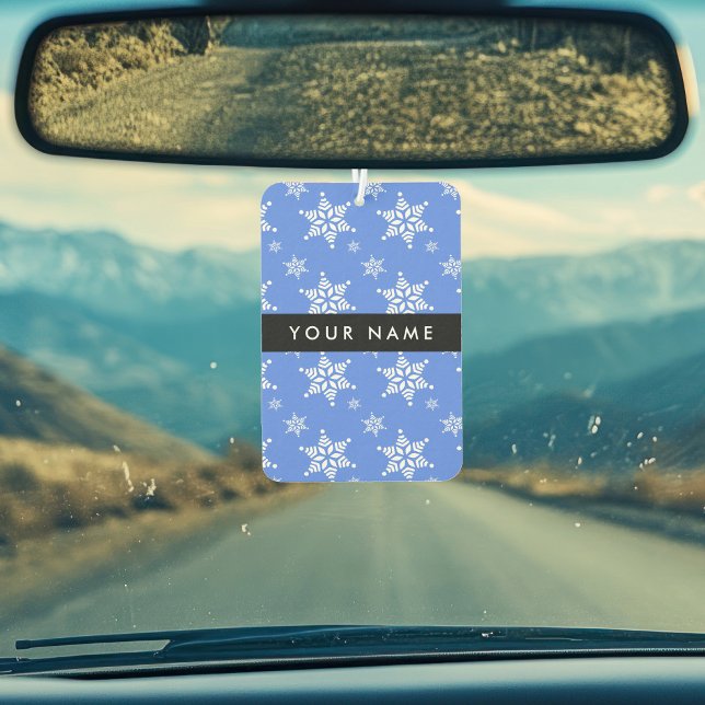 Désodorisant Pour Voiture Snowflakes blanc, Bleu, Votre nom, Personnaliser (Créateur téléchargé)