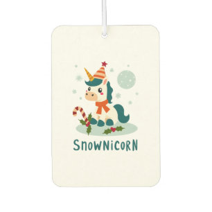 Désodorisant Pour Voiture Snownicorn Licorne Mignonne Bonhomme de Neige Noël