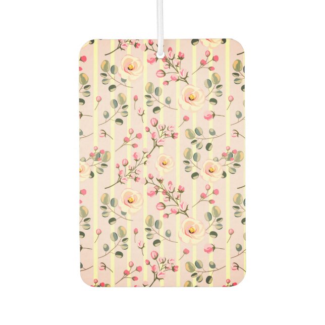 Désodorisant Pour Voiture Soft Pink Floral Stripe Pattern (Devant)